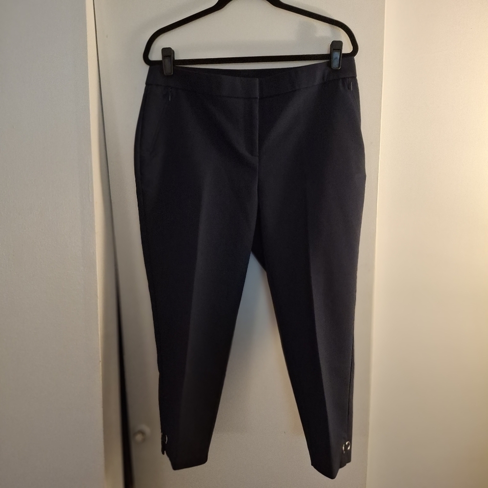 Rafaella Navy Blue Trousers with Button Detail